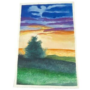 Hand-Painted Landscape Sunset Canvas Art
